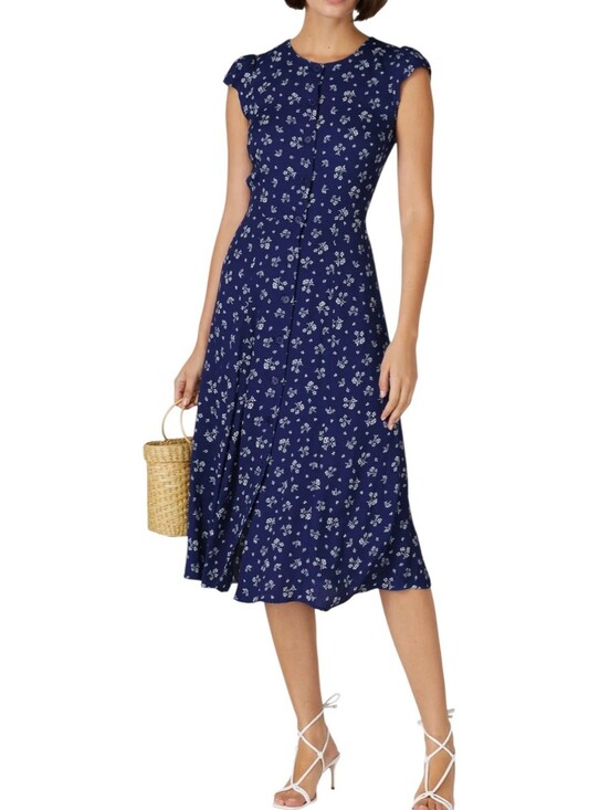 Reformation Dresses & Skirts - Reformation Maison Fauna Blue & White Floral Midi Dress Size 8